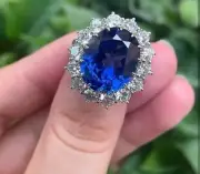 2.60 Ct Oval Natural Blue Sapphire Diamond Proposal Ring14K solid white gold