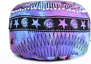 Indian Mandala Tapestry Decorative Floor Designs Cover Ottoman Pouf Cotton Comfortable Indian Cover Cushion Pouf Pillow Indian Indian Ombre Traditional Ethnic Pouf 14” x 24'' (Multi Sun-03)