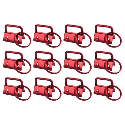12Pcs 25mm Key Fob Hardware with Keychain Ring for Webbing Wine Red