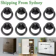 8pcs Black Ring Pull Handle Cabinet Knob Drawer Dresser Cupboard Drop Zinc Alloy