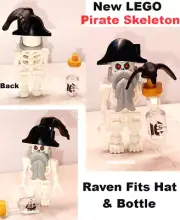 New LEGO Pirate Skeleton Raven Plume Ship in a Bottle Bird Dead Man Captain Hat