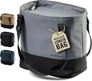 Bentoheaven Insulated Lunch Tote for Work - Durable Materials, Variable Strap/Handle, Wide Opening - Cooler Lunch Bag for Women & Men - Fits All Major Bento Lunch Boxes and Other Containers (Grey)