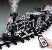 Remote Control Simulation Smoking Train, Children's Electric Train Set, Retro Truck, steam Locomotive Model, Toy with Track Lights, Train Model