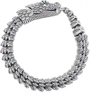 [OIDEA] Retro Gothic Snake Bracelet for Men: Silver Tone Punk Dragon Scale Snake Link Chain Bracelet Viking Stainless Steel Mens Bracelet Jewelry Gift