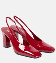 [Prada] Prada 85 patent leather slingback pumps AU 5.5 red
