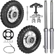 YC Yier 2.50-10 Front & Rear Wheels Rims Tires Assembly 2.5-10 Drum Brake & 520mm Front Forks Triple Tree Kit for Dirt Pit Bike CRF50 XR50 TTR50 PW50 SSR Coolster 70cc 90cc 110cc Mini Trail Bike Razor