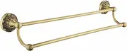 Lucyound Antique Gold Double Towel Bar, 24 inch Bath Towel Holder Wall Mount, Vintage Decorative Bathroom Accessories, Brass Petal-Relief Series