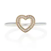 NEW Authentic Pandora Symbol of Love Ring Silver 14k Gold 52(6) Heart 190925CZ