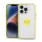 For iPhone 14 Pro Max Translucent Design Yellow TPU + PC Bumper Case - Cute Sun