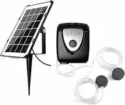 Fish Tank Air Pump,Solar Air Pump Fish Tank Oxygenator 6V 3.5W,Outdoor Pond Oxygen Pump Aerator,with Dual Aquarium&Air Bubble Stone,for Fishing Fish Tranportation Small Ponds Pools Water Circulation
