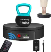 360° Motorized Display Stand W/ Remote, 11.8In Black, 330Lbs Load