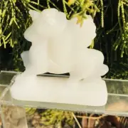 1pc Natural white jade unicorn hand carved Quartz Crystal stone skull Reiki heal