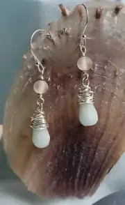 Amazonite & Frosty Glass Earrings