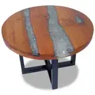 Solid Teak Resin Coffee Side Table Wood Timber Lounge Sofa Storage Industrial