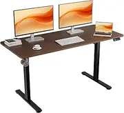 ERGOMAKER Electric Standing Desk 140x60cm (55.1"x23.6"), Height Adjustable Sit Stand Desk with Splice Board for Home Office, Computer Desk Memory Preset (Black Frame +Black Walnut Desktop)