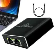 Ethernet Splitters | Ethernet Cable Splitter - 1000Mbps Ethernet Splitter High Speed Gigabit with USB Charging Cable for Set-Top Boxes Wireless Devices Set-Top Boxes