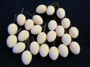 24 Vtg Plastic Egg Pick Cupcake Cake Topper Easter Spring Decor Frosty Pink J1