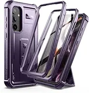 [Dexnor] Full Body Case for Samsung Galaxy S23 FE【Double Front Frame & Kickstand 】, Bumpershock Technology Drop Protection Rugged Phone Cover Shockproof Protective Bumper Case - Purple