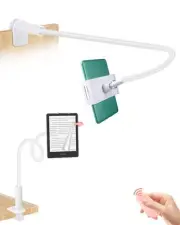 Gooseneck Tablet Holder for Kindle Reading in Bed with Remote Page Turner, La...
