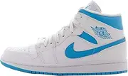 [Nike] Women's WMNS Air Jordan 1 Mid Basketball Shoe, White Dk Powder Blue White, 6.5 US