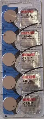 CR1616, Lot 5 Maxell Micro Lithium Cell, watch Battery, 3V, Coin, button battery
