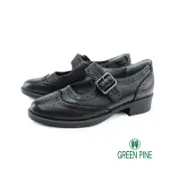 在飛比找momo購物網優惠-【GREEN PINE】真皮瑪莉珍牛津低跟鞋黑色(00863
