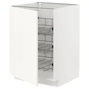 METOD base cabinet with wire baskets, white/Vallstena white, 60x60x80 cm