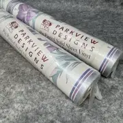 2 Rolls Pre Pasted Solid Sheet Vinyl Wallcovering 57 sqft Floral Cottagecore