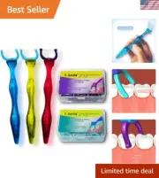 Ergonomic Refillable Dental Flossers with Three Handles & 100 Unflavored Refills