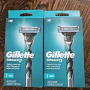 2 Packs Gillette Mach3 Men's Razor 1 Handle + 1 Cartridge, 3 Blades Shaving