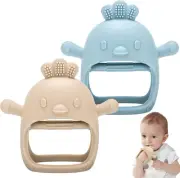 2Pcs Silicone Baby Teether Toy for Infants 3+ Months, BPA Free Anti-Drop Silicon
