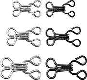150 Sets Sewing Hooks and Eyes Closure, Bra Hooks Replacement 12.5/14/17mm Hook and Eye Clasp for Clothing Trousers Skirt DIY Craft, Black, Silver