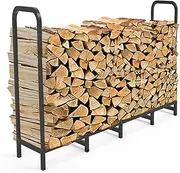Tikimilor 5.3ft Firewood Rack Holder, Adjustable Heavy Duty Fire Log Stacker Stand for Fireplace, Outdoor Indoor Metal Wood Pile Storage Organizer, Patio Logs Stand tool, Black