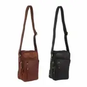 NEW PIERRE CARDIN LEATHER CROSS BODY BAG Zip Closure Mens Satchel