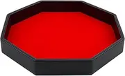 Gesserit Large Dice Tray - Felt Lined PU Leather Octagon Dice Tray for Dungeon Crawler Games, Red