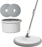 Taoluwin Spin Mop and Bucket Kit, Microfiber Mop with 2Pcs Ultra-Absorbent Cloths, Quick-Wring Technology, Clean Water and Sewage Separation, for All Floor Types