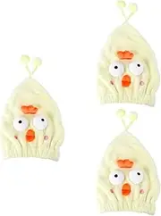Ipetboom 3 Pcs Drying Head Towel Hair Dry Wraps Soft Fleece Cartoon Shower Caps Hair Care Towel One Size Fits All