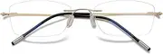 VEVESMUNDO Rimless Titanium Reading Glasses Anti Blue Light Ultralight Metal Blue Light Filter Visual Aid Reading Aid Glasses Without Frame for Men Women (1 Piece Grey, 0.0)