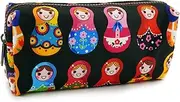 LParkin Cute Matryoshka Doll Bag Canvas Pencil Case Zipper Pouch Small Cosmetic Bag Russian Doll Purse Teacher Gift Stationary Box Gadget Bag Make Up Case Kawaii