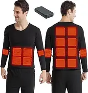 [IMYOGI] Cozy Men's Heating Thermal Underwear, Temperature Adjustment Washable USB Battery Powered Heated Underwear for Outdoors