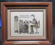 Vintage Girard Watch Art Steampunk Wood Framed Picture "Ol' Tyme Clocks"