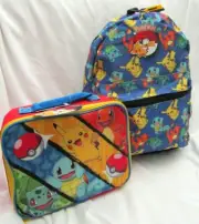 POKEMON BLUE CHARACTERS ALLOVER 16" BACKPACK&9.5" INSULATED LUNCHBOX-NEW!V3