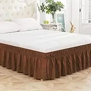 Bed Valance Skirt, Bed Skirts & Valances Double/Single Girl's Elastic Princess Style Wrap Around Bed Skirt,Grey Dust Ruffle Decorative Bedding