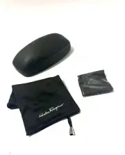 Salvatore Ferragamo Small Black Leather Hard Glasses Case