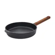Eco Logic Aluminium Frying Pan Non-Stick Frypan w/Wooden Handle Round 24cm Black