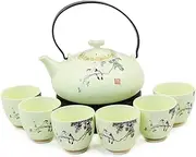 [Dahlia] Embossed Love Birds High Grade Matte Porcelain Tea Gift Set: Teapot+ 6 Teacups in Gift Box #1
