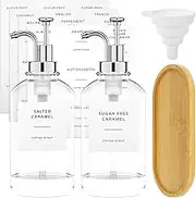 Fxvhojq Coffee Syrup Dispenser Set - 2 Pcs Glass Syrup Bottle with Labels for Coffee Bar Home 8.1x22cm Portable Coffee Syrup Container (Silver)