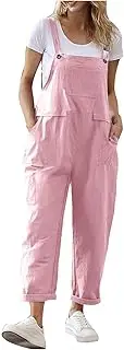 [Generic] Women Dungarees Casual Baggy Jumpsuits with Pocket Summer Sleeveless Tank Top Jumpsuits for Women Uk Simple Lightweight Button Straps Bib Pants Fashion Jumpsuit