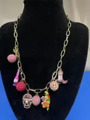 Betsey Johnson Hola To Love Cowgirl Sugar Skull Charm Necklace