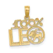 14K Yellow Gold 100% Leo Zodiac Charm